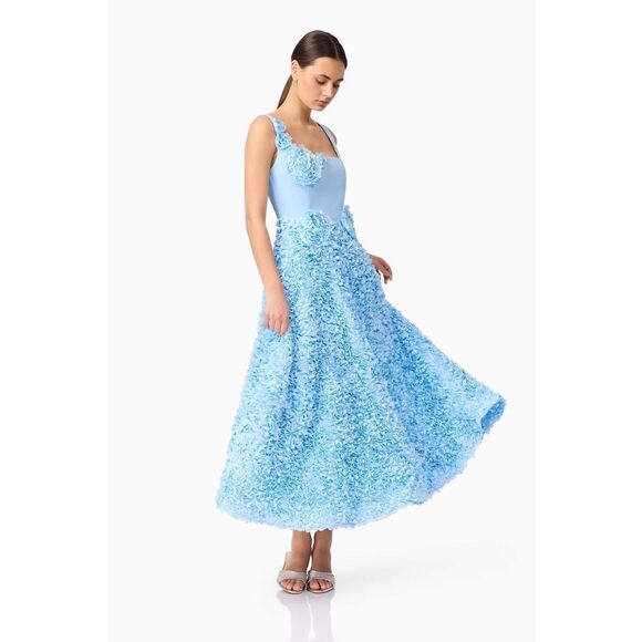 Elliatt Kaia Floral Maxi Dress in Blue wedding Guest Garden Party size S NWT - Picture 5 of 9